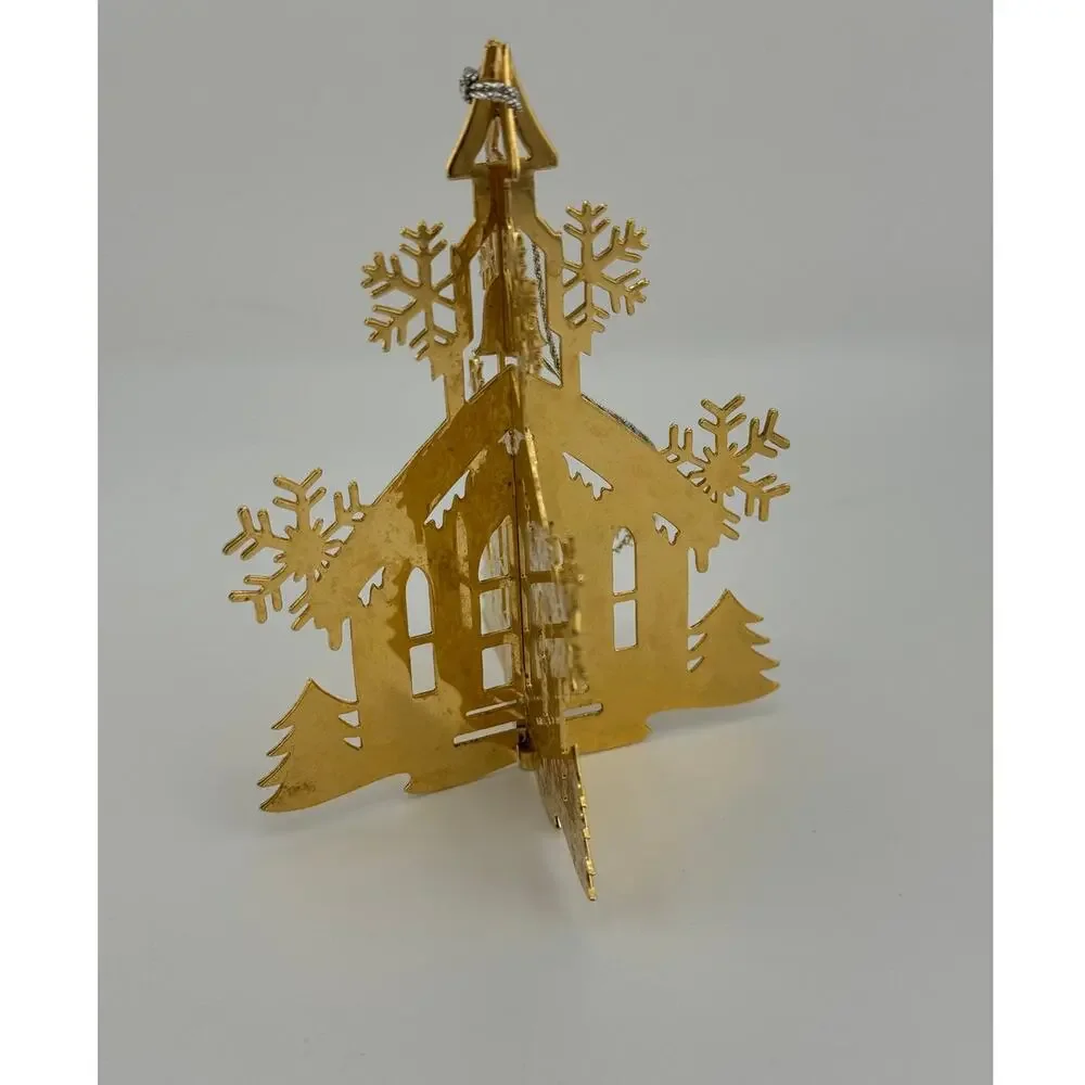 VTG Danbury‎ Mint 1981 Gold Plated Christmas Tree Ornament The County Church